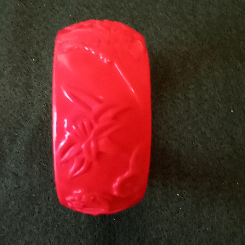Cinnabar hand carved wide bangle